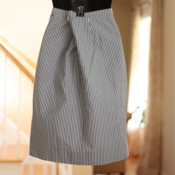 J Crew Blue and White Vertical Striped Skirt - Picture 5 of 5
